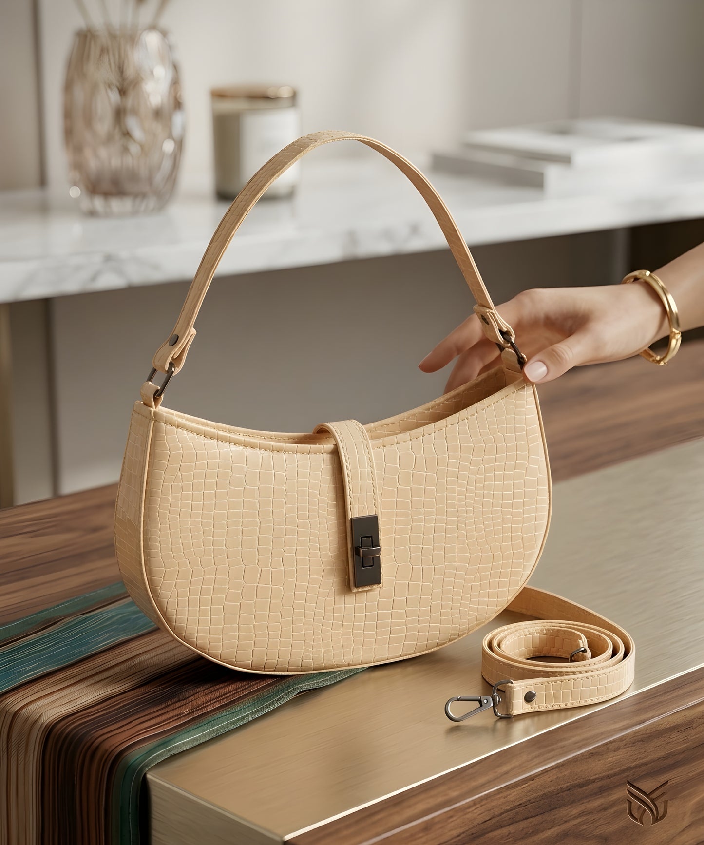 Half moon baguette bag