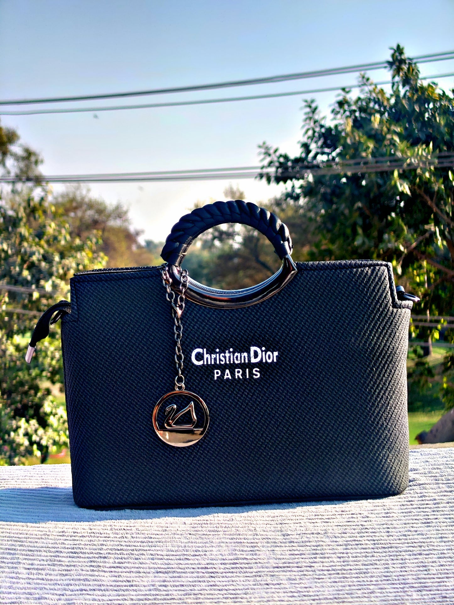 Christian Dior Paris deep black hand bag