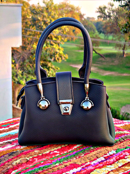 stylish black finish hand bag