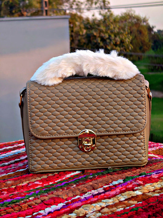 geometric textured hand bag