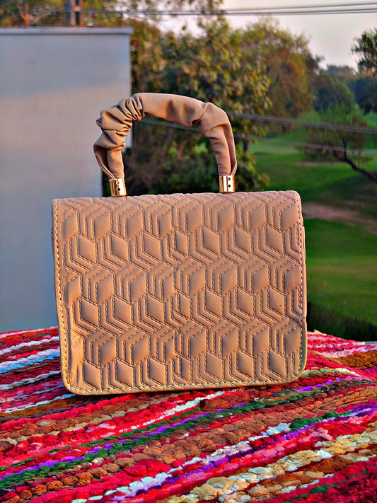 geometric textured hand bag